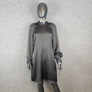 EXPRESS Satin Mock Neck Balloon Sleeve Mini Dress - Chic & Sophisticated